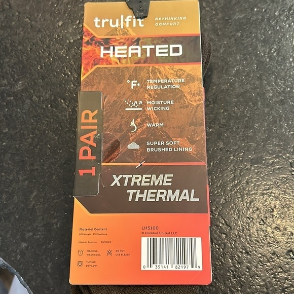 Tru/fit xtreme thermal heated crew socks 1 pair shoe size 5-10 brown nwt mens. - Picture 2 of 11